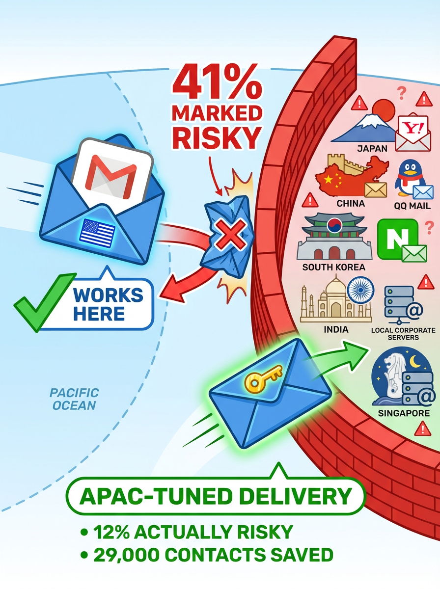 Asia Email Delivery, Asia Email Data Infographic