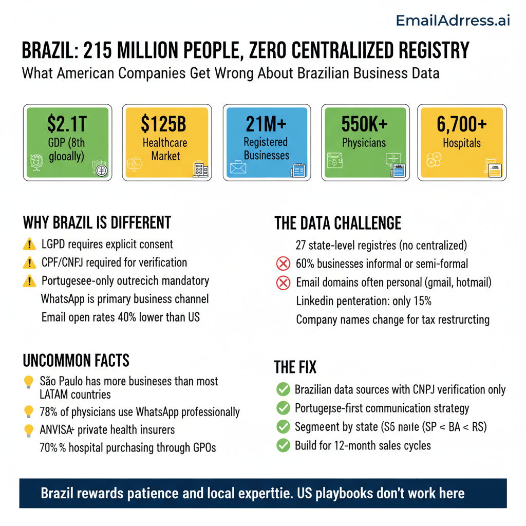 Brazil B2B HCP, Brazil HCP Data Infographic