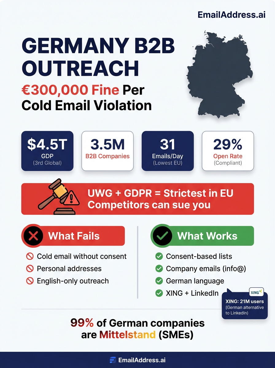 German B2B Outreach, Europe B2B Data Infographic