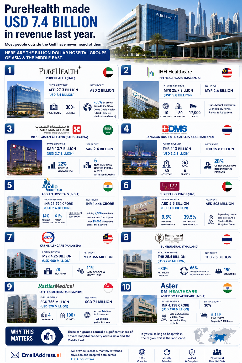Top Hospitals Chains AMEA, MEA Hospitals Infographic