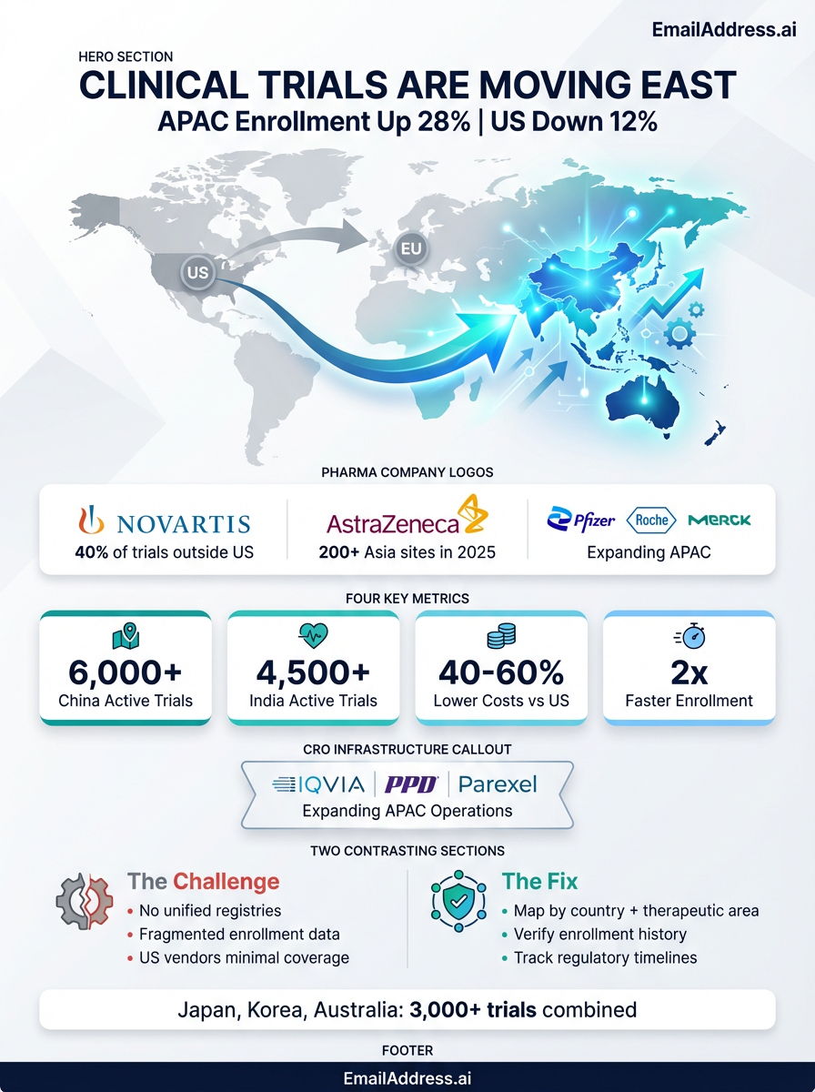Clinical Trial East, Asia Clinical Trials Infographic
