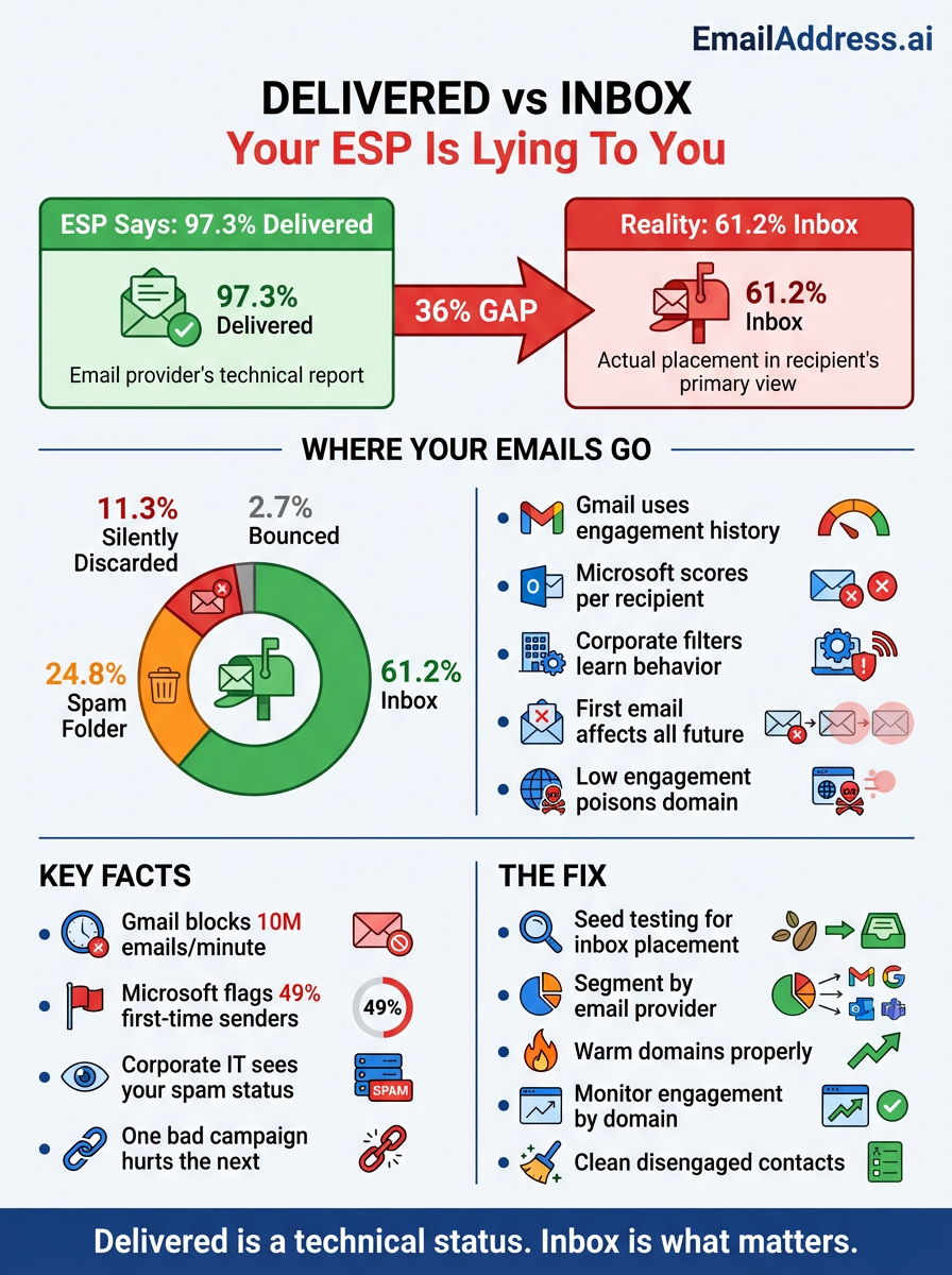 Inbox Vs Delivevred, Global Email Data Infographic