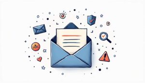 An abstract representation of an email envelope surrounded by various icons symbolizing validation checks